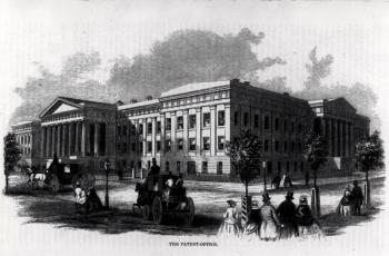 The Patent Office, from 'Harper's New Monthly Magazine', 1859 (engraving) (b&w photo) | Obraz na stenu