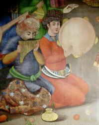 Detail of the musicians, from The Reception for the Ambassador of the Grand Moghul at the Court of the Shah Tahmasp (fresco) | Obraz na stenu