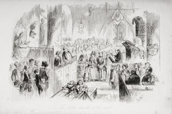The Little Church in the Park, illustration from 'Bleak House' by Charles Dickens (1812-70) published 1853 (litho) | Obraz na stenu
