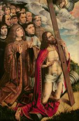 Christ the Mediator with Philip the Handsome (1478-1506) and his Entourage, left hand panel from an altarpiece (oil on panel) (see also 223221) | Obraz na stenu