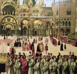 Procession in St. Mark's Square, 1496 (oil on canvas) (detail of 59423) | Obraz na stenu