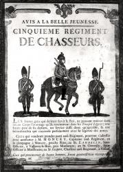 Recruitment poster for the Fifth Regiment (engraving) (b/w photo) | Obraz na stenu