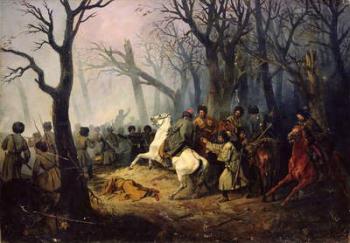 The Death of General Sleptsov in the Caucasus, 10th December, 1851 (oil on canvas) | Obraz na stenu