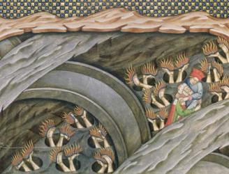 Ms 207 f.245 Dante's Inferno with a commentary by Guiniforte delli Bargigi (vellum) | Obraz na stenu