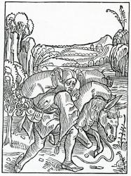 Of pluralitees that is to say of them whiche charge them selfe with many benefycis, illustration from Alexander Barclay's English translation of 'The Ship of Fools', from an edition published in 1874 (engraving) | Obraz na stenu