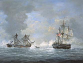 The action between U.S Frigate 'United States' and the British frigate 'Macedonian' off the Canary Islands on October 25th, 1812 (oil on canvas) | Obraz na stenu
