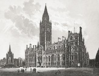 Manchester Town Hall, Manchester, England in the late 19th nineteenth century. From Our Own Country published 1898. | Obraz na stenu