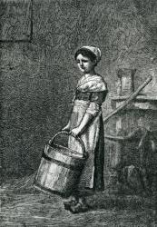 Cosette Carrying a Bucket, illustration from 'Les Miserables' by Victor Hugo (engraving) (b/w photo) | Obraz na stenu