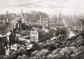 View of Edinburgh, Scotland from the Calton Hill in the 19th century. From Cities of the World, published c.1893. | Obraz na stenu