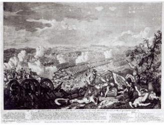 Battle of Lobositz, 1st October 1756 (engraving) (b/w photo) | Obraz na stenu