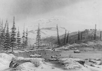 Hunters stalk caribou at Fort Enterprize on Franklin's expedition, 1821 (engraving) | Obraz na stenu