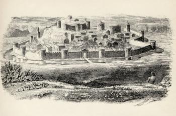 A fortified medieval town, from 'The National Encyclopaedia', published by William Mackenzie, London, late 19th century (litho) | Obraz na stenu