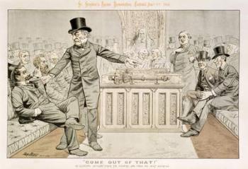 'Come Out of That', Mr Gladstone Returns from the Country, and Finds his Seat Occupied, from 'St. Stephen's Review Presentation Cartoon', 7 August 1886 (colour litho) | Obraz na stenu