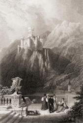 Thurnberg Castle, aka Burg Maus, Germany, built 1356. Engraved by J.T. Willmore from a 19th century print by D. Roberts. | Obraz na stenu