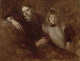 Portrait of Alphonse Daudet (1840-97) and his daughter Edmee, 1891 (oil on canvas) | Obraz na stenu