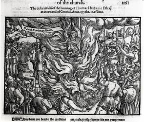 The Burning of Thomas Haukes, 10 June 1555, from 'Acts and Monuments' by John Foxe (1516-87) 1563 (woodcut) | Obraz na stenu