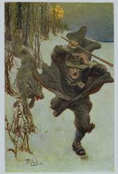 Once it Chased Doctor Wilkinson into the Very Town Itself, illustration from 'The Salem Wolf' by Howard Pyle, pub. in Harper's Magazine, 1909 (colour litho) | Obraz na stenu
