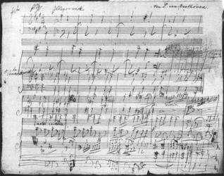 Autograph score sheet for the 10th Bagatelle opus 119 (pen & ink on paper) (b/w photo) | Obraz na stenu