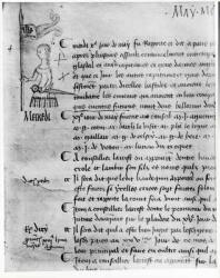 Page from 'The Register of the Council of the Parliament of Paris' depicting Joan of Arc (c.1412-31), 10th May 1429 (pen & ink on paper) (b/w photo) | Obraz na stenu