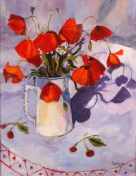 Sun lit poppies, 2003, (oil on board) | Obraz na stenu