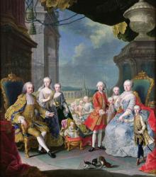 Franz Stephan I (1708-65) with his wife Marie-Therese (1717-80) and their children (oil on canvas) | Obraz na stenu