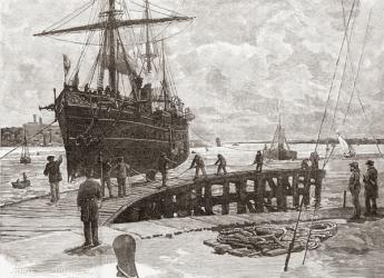 Arrival of a steamer at Southampton Docks, Hampshire, England in the late 19th century. From Our Own Country published 1898 | Obraz na stenu