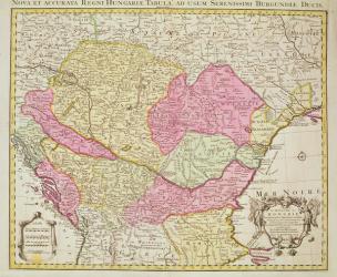 Map of the Kingdom of Hungary, 1742 (hand coloured engraving) | Obraz na stenu