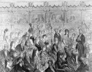 The Stalls, Covent Garden Opera, from 'London, a Pilgrimage', written by William Blanchard Jerrold (1826-84), engraved by Paul Jonnard-Pacel (d.1902) (engraving) | Obraz na stenu