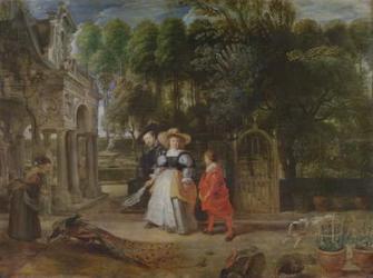 Rubens and Helene Fourment (1614-73) in the Garden (oil on panel) | Obraz na stenu