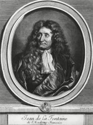 Jean de La Fontaine (1621-95) engraved by Gerard Edelinck (1640-1707) (engraving) (b/w photo) | Obraz na stenu