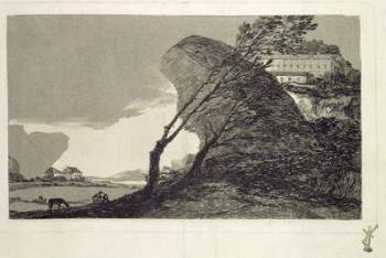 Landscape with Large Rocks, Buildings and Trees, before 1810 (etching and aquatint) | Obraz na stenu