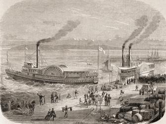 The San Francisco Docks in the 1860s (engraving) | Obraz na stenu