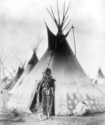 Blackfoot Brave, near Calgary, Alberta, 1889 (b/w photo) | Obraz na stenu