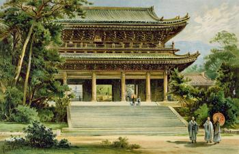 Buddhist temple at Kyoto, Japan, from 'The History of Mankind', Vol.III, by Prof. Friedrich Ratzel, 1898 (litho) | Obraz na stenu