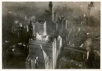 Aerial photo of downtown Manhattan, taken from the LZ 127 Graf Zeppelin, New York 1928 (b/w photo) | Obraz na stenu