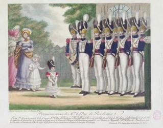 First weapons of the Duke of Bordeaux, at Bagatelle, 29 September 1822, 1822 (coloured engraving) | Obraz na stenu