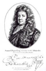Samuel Pepys (1633-1703) (engraving) (b&w photo) | Obraz na stenu