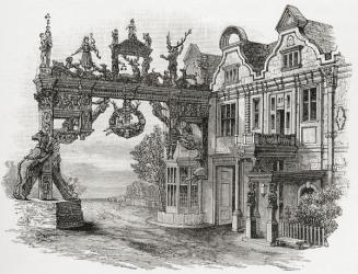 The White Hart Inn, Scole, Norfolk in the 17th century, from 'A Short History of the English People' by J. R. Green, published 1893 (litho) | Obraz na stenu