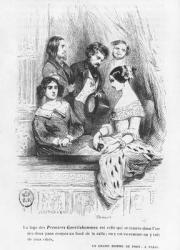 The Premiers Gentilhommes theatre box, illustration from 'Les Illusions perdues' by Honore de Balzac, published 1842 (engraving) (b/w photo) | Obraz na stenu