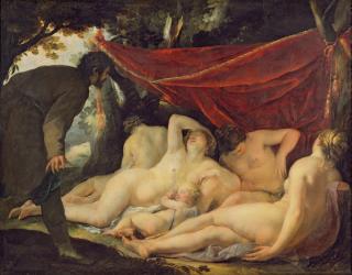 Venus and the Graces Surprised by a Mortal (oil on canvas) | Obraz na stenu