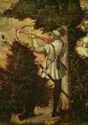 Crossbowman taking aim, detail of 'Hunt in Honour of Charles V near Hartenfels Castle, Torgau', 1544 (oil on panel) | Obraz na stenu