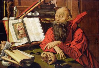 St. Jerome in Meditation (oil on panel) | Obraz na stenu