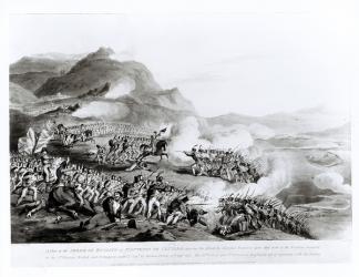 A View of the Serra de Busacco at San Antonio de Cantara showing the attack by Marshal Reigniers upon the British and Portuguese forces under Lt. General Sir Thomas Picton, 27th September 1810, engraved by Charles Turner, 1815 (engraving) (b&w photo) | Obraz na stenu