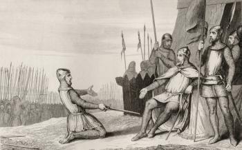 Henri I (1008-60) pardons his brother Robert-Le-Vieux, from 'Histoire de France' by Colart, published c.1840 (engraving) | Obraz na stenu