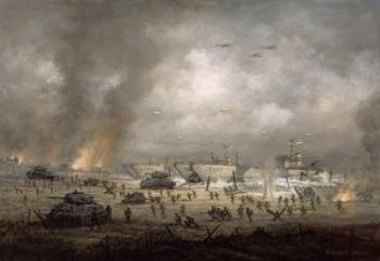 'The Tanks Go In', Sword Beach (oil on canvas) | Obraz na stenu