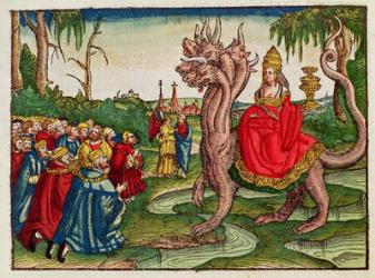 The Whore of Babylon, from the Luther Bible, c.1530 (coloured woodcut) | Obraz na stenu
