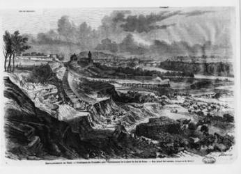 Levelling of the Chaillot Hill for the building of Roi de Rome place in 1812-13 (engraving) (b/w photo) | Obraz na stenu