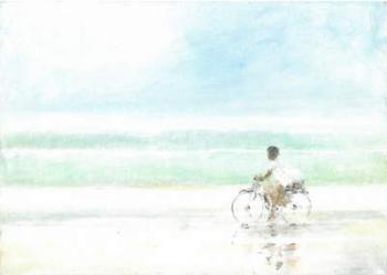 Boy on Bicycle (acrylic on paper) | Obraz na stenu