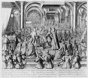 Coronation ceremony of Louis XIII in Reims, 17 October 1610 (engraving) | Obraz na stenu