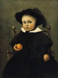 The Painter Adolphe Desbrochers (1841-1902) as a Child, Holding an Orange, 1845 (oil on canvas) | Obraz na stenu